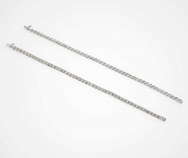 Two diamond line bracelet  - Auction Jewels | Cambi Time - Cambi Casa d'Aste
