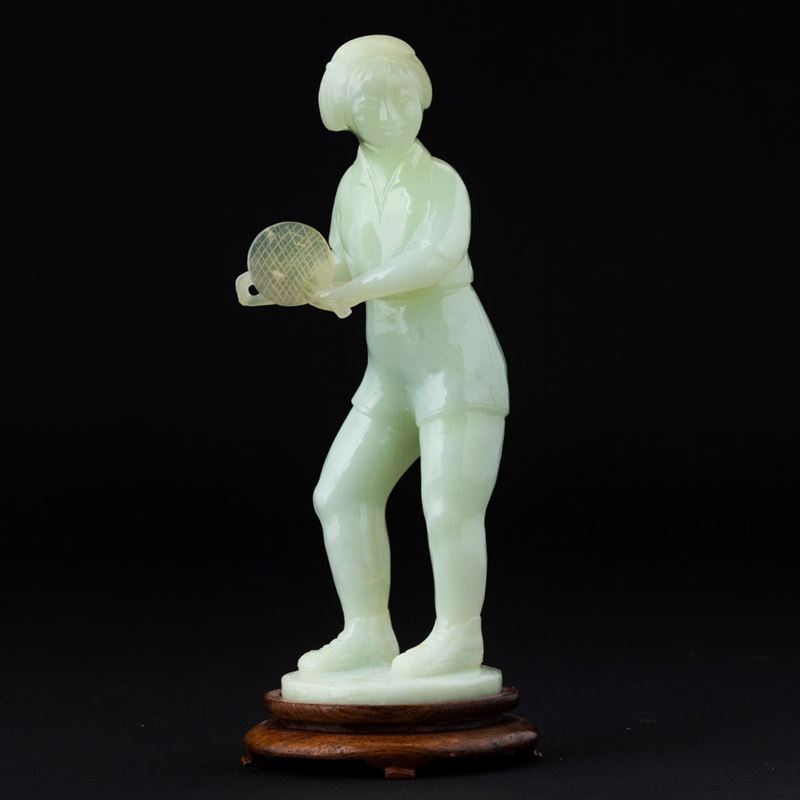 A green jade figure, China, Republic, 1900s  - Auction Chinese Works of Art - II - Cambi Casa d'Aste