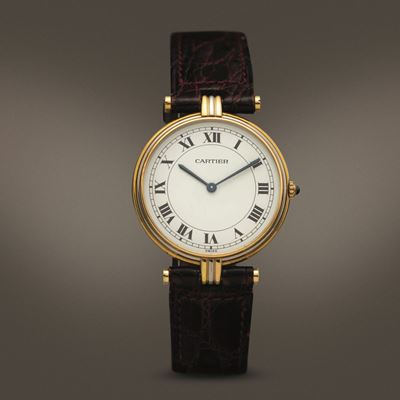 Cartier - Vendome con Cassa Tre Ori al Quarzo, Quadrante Numeri Romani e Cinturino in Pelle