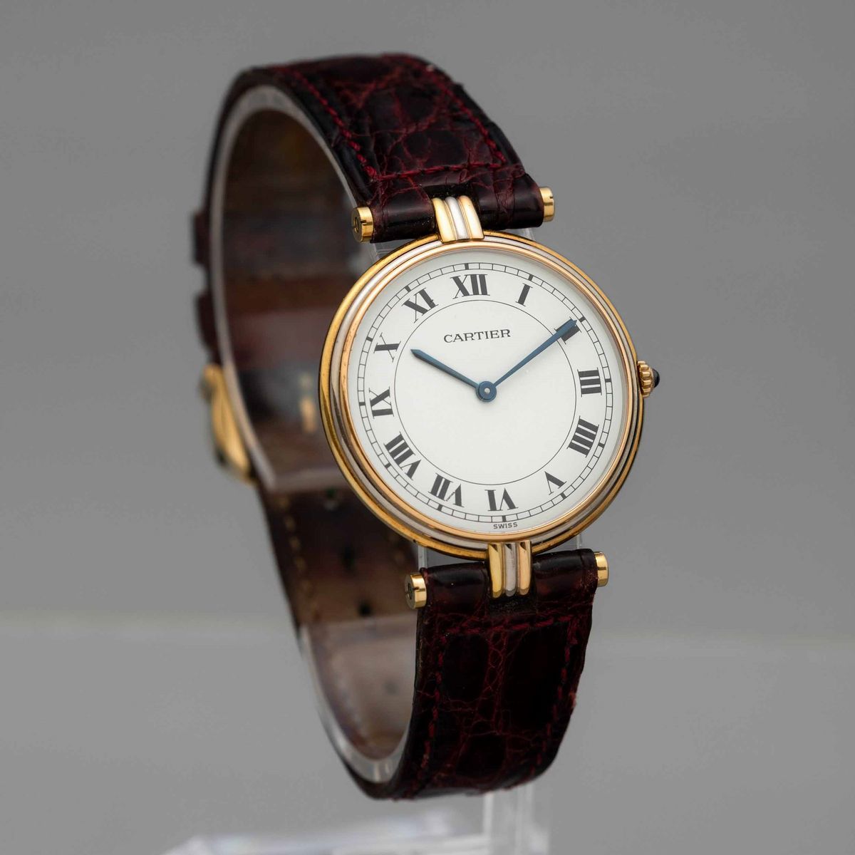 Cartier - Vendome con Cassa Tre Ori al Quarzo, Quadrante Numeri Romani e Cinturino in Pelle