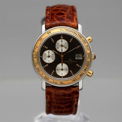 Baume & Mercier - Transpacific Automatico Acciaio e Oro con Quadrante Nero Contatori Verticali e ...