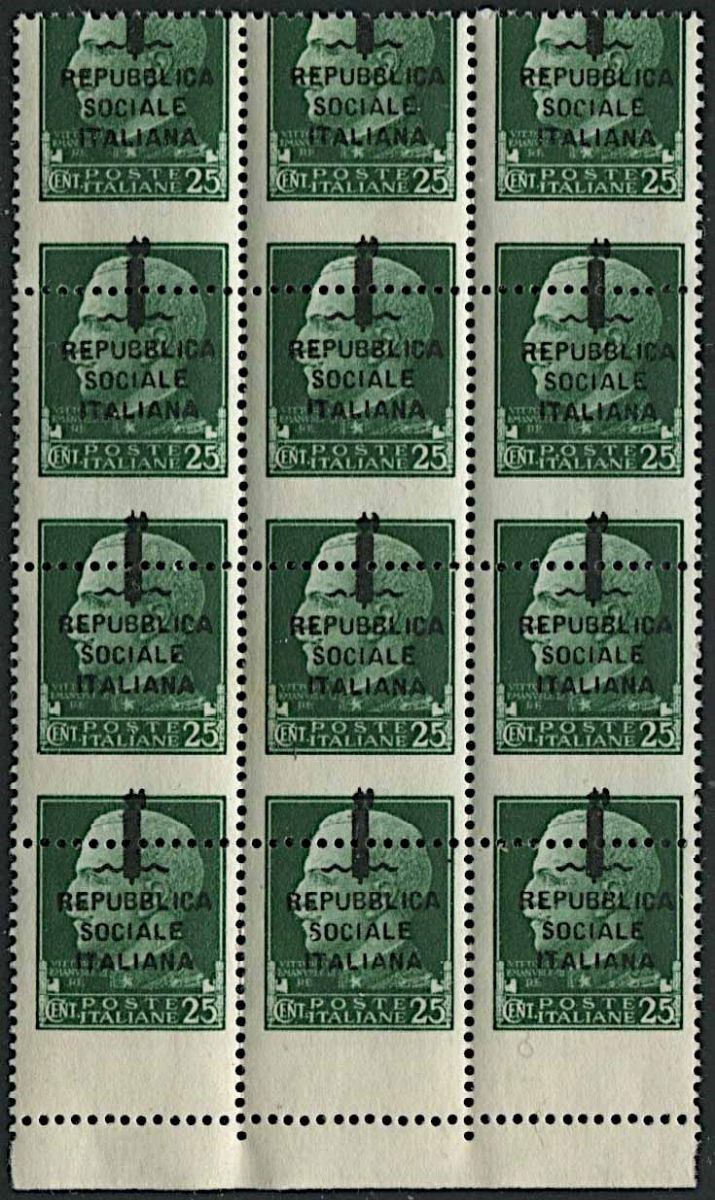 1944, Repubblica Sociale Italiana, Sovrastampati.  - Auction Philately and Postal History - Cambi Casa d'Aste