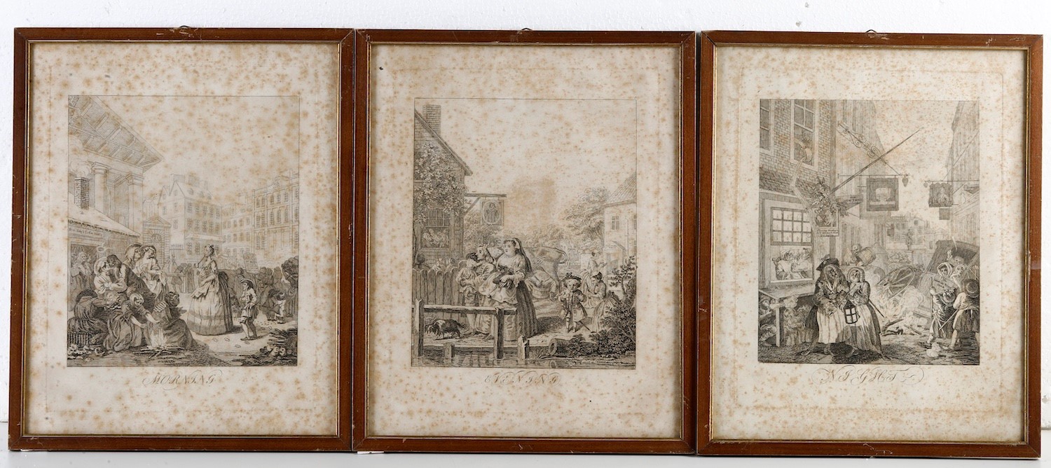 Riepenhausen Ernst Ludwig, Le quattro ore del giorno - Quattro vedute di Napoli, incisioni calcog...