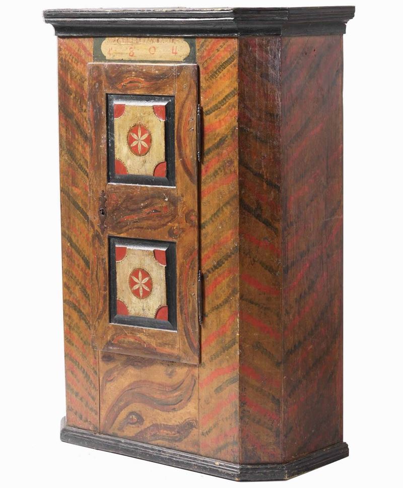 Armadio ad un‘anta in legno dipinto. Alto Adige XIX secolo  - Auction Antique July | Cambi Time - Cambi Casa d'Aste