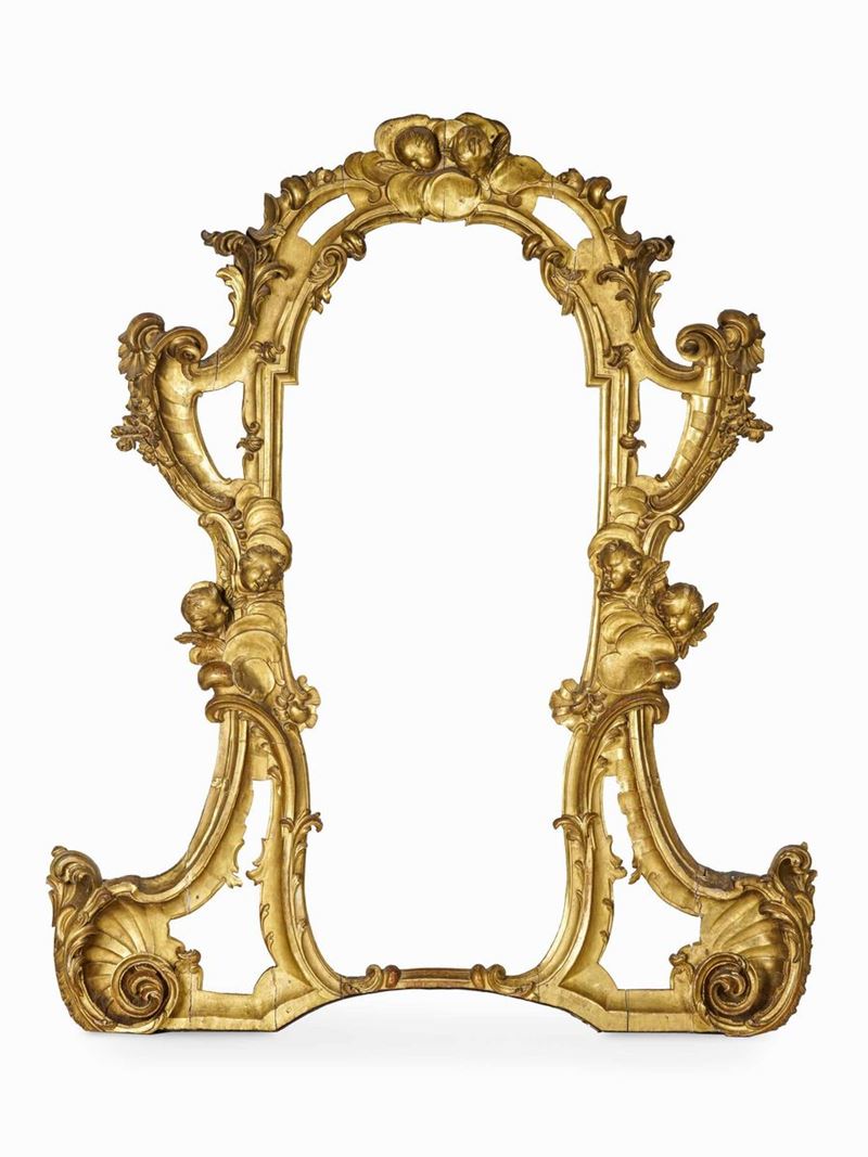 Grande cornice in legno intagliato e dorato. Italia, fine XVII secolo  - Auction Italian Mansions - Cambi Casa d'Aste