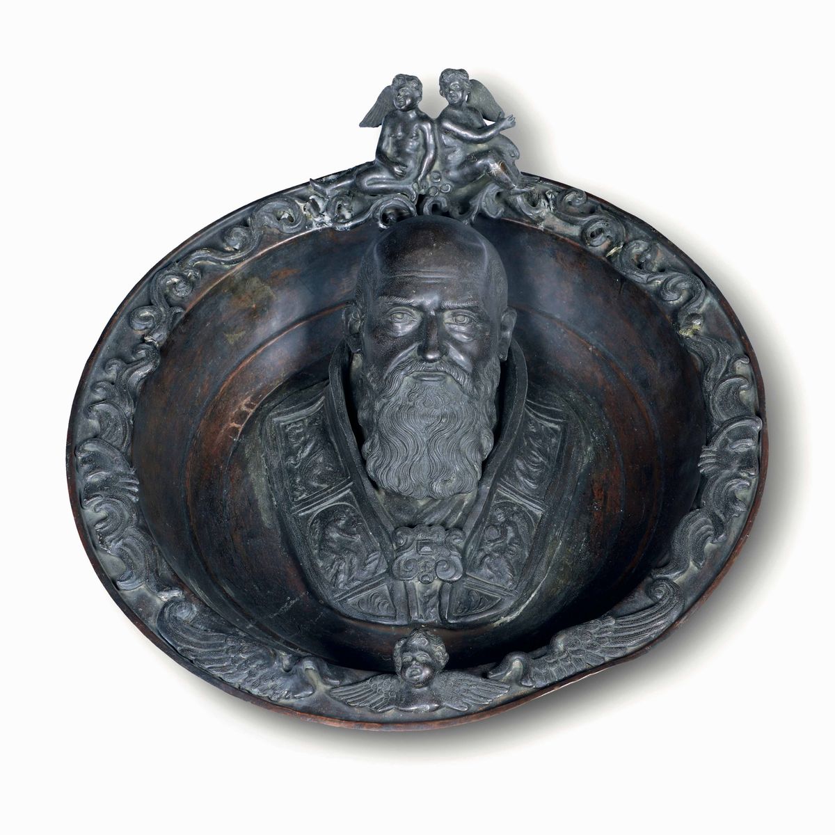 Busti Clipeati di Papa Paolo III Farnese (1534-1549) e Papa Sisto V Peretti (1585-1590). Bronzo F...