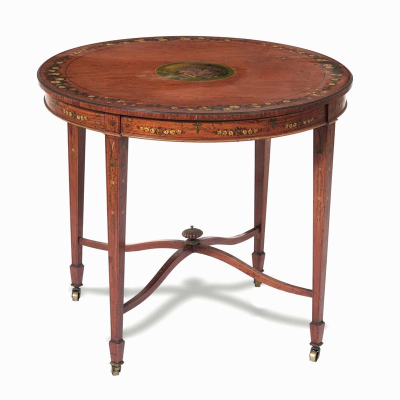 Tavolino rotondo decorato in policromia a fiori. XX secolo  - Auction Italian Mansions - Cambi Casa d'Aste