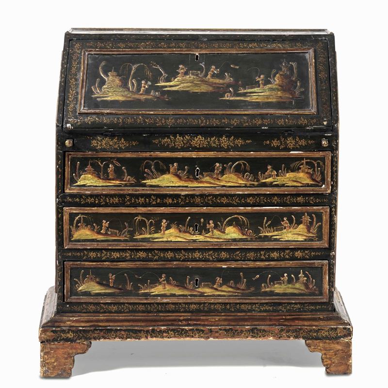 Ribalta in legno ebanizzato e laccato a chinoiserie. Italia, XIX secolo  - Asta Dimore Italiane - Cambi Casa d'Aste