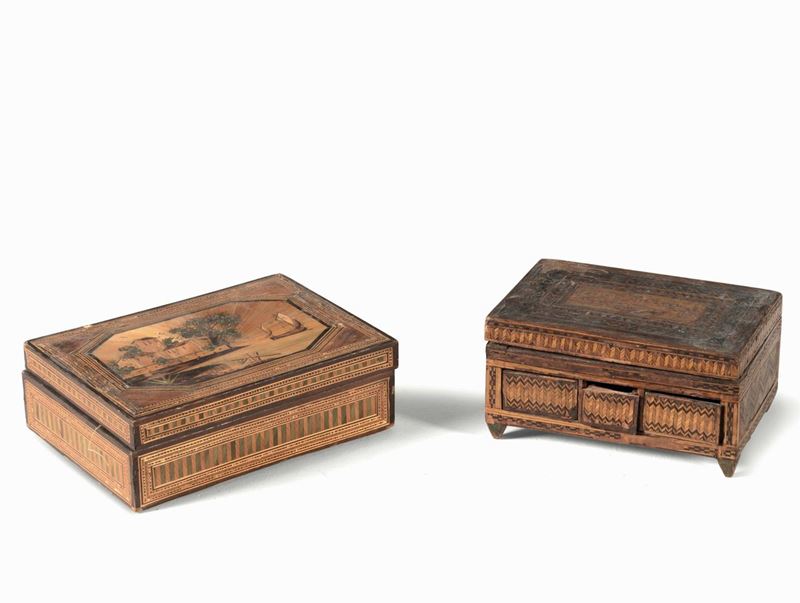 Due scatole rivestite in paglia e cartapesta  - Auction Italian Mansions - Cambi Casa d'Aste