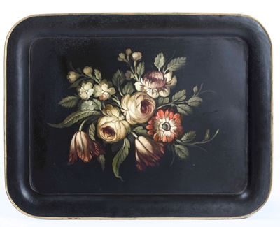 Vassoio di Metallo Dipinto a Fiori