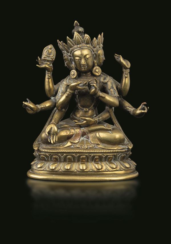 A bronze deity, China, Qing Dynasty Qianlong period (1736-1796)