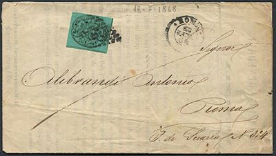 1868, Stato Pontificio, Circolare da Roma del 18 Luglio 1868 per Città.
