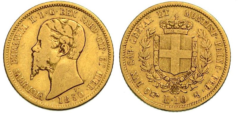 REGNO DI SARDEGNA. VITTORIO EMANUELE II DI SAVOIA, 1849-1861. 10 Lire 1850. Torino.  - Auction Numismatics - Cambi Casa d'Aste