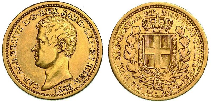 REGNO DI SARDEGNA. CARLO ALBERTO DI SAVOIA, 1831-1849. 10 Lire 1833. Genova.  - Auction Numismatics - Cambi Casa d'Aste