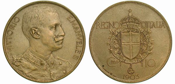 REGNO D'ITALIA. VITTORIO EMANUELE III DI SAVOIA, 1900-1946. 10 Centesimi 1903. PROVA.