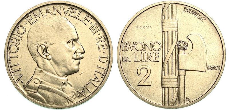 REGNO D'ITALIA. VITTORIO EMANUELE III DI SAVOIA, 1900-1946. Buono da 2 Lire 1923. PROVA.  - Asta Numismatica - Cambi Casa d'Aste