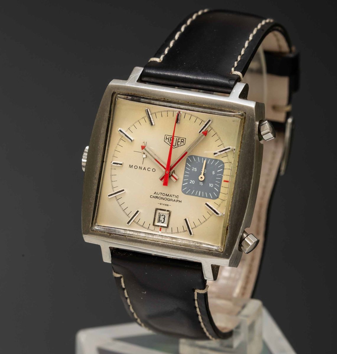 Heuer - Monaco Ref 1133 Cronografo Automatico in Acciaio di Forma con Datario, Singolo Contatore ...