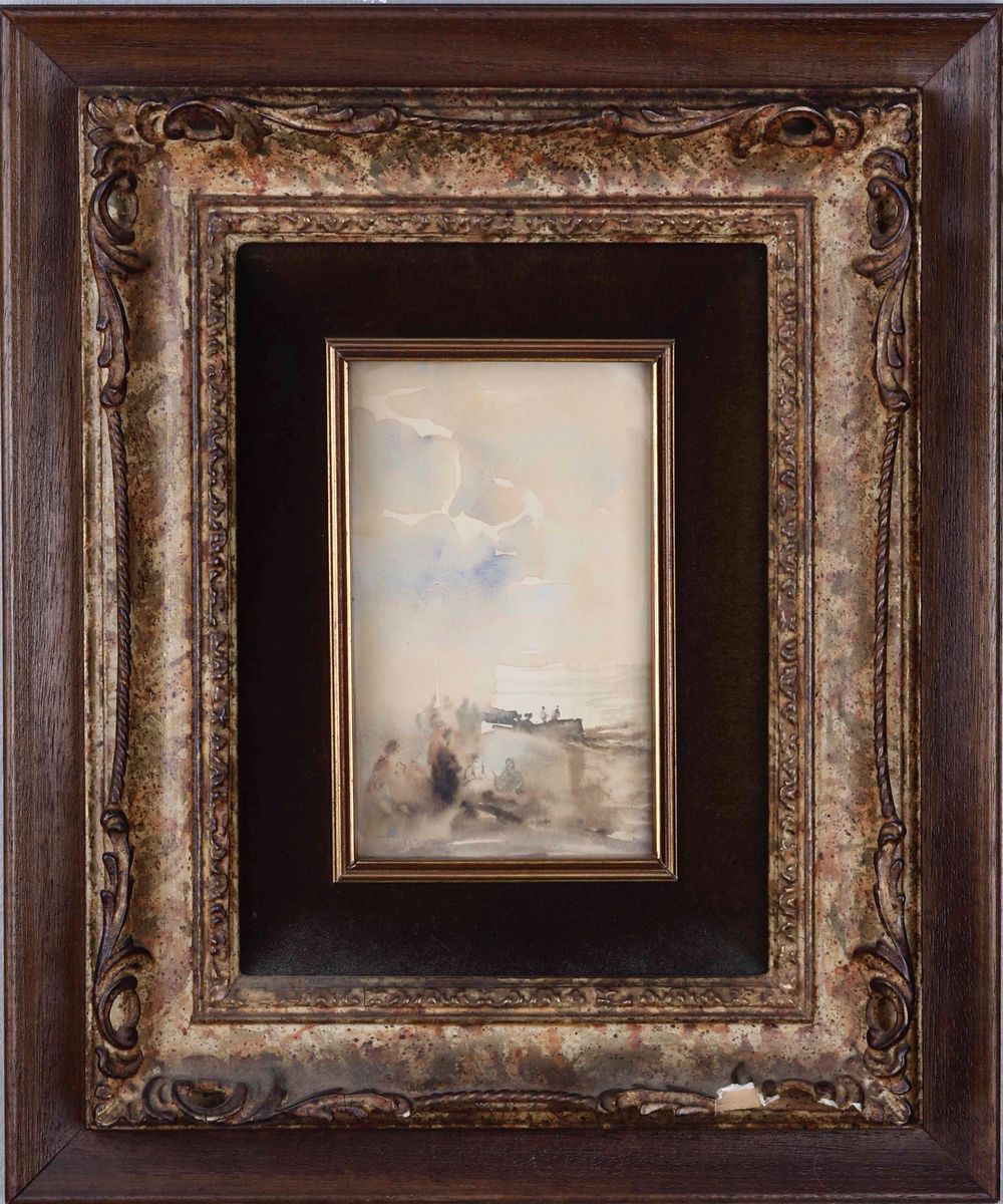 Pompeo Mariani - Schizzo con Paesaggio e Figure