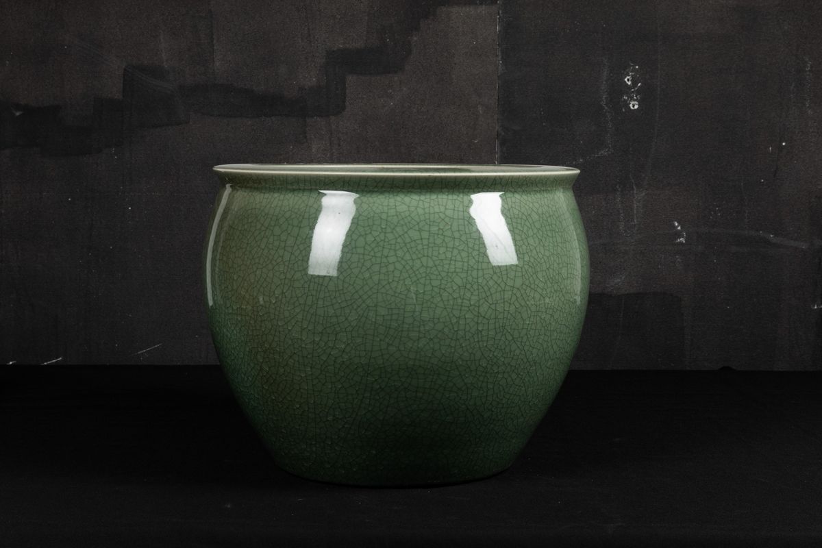 Cachepot in Porcellana Color Celadon, Cina, XX Secolo