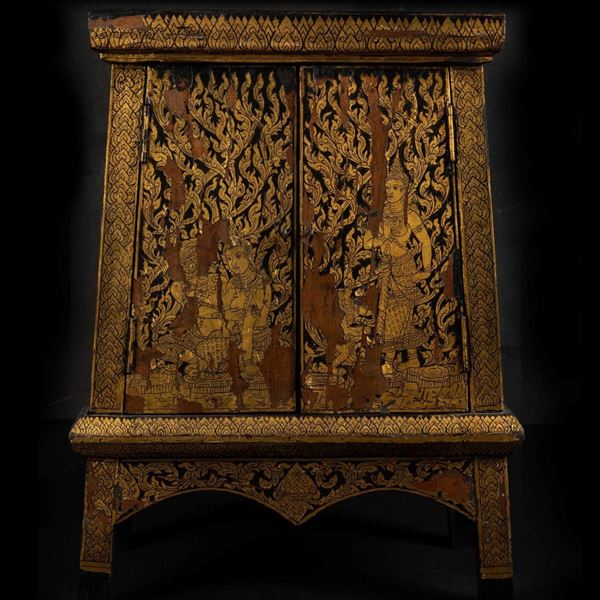 A lacquered wood cabinet, Thailand, 1800s