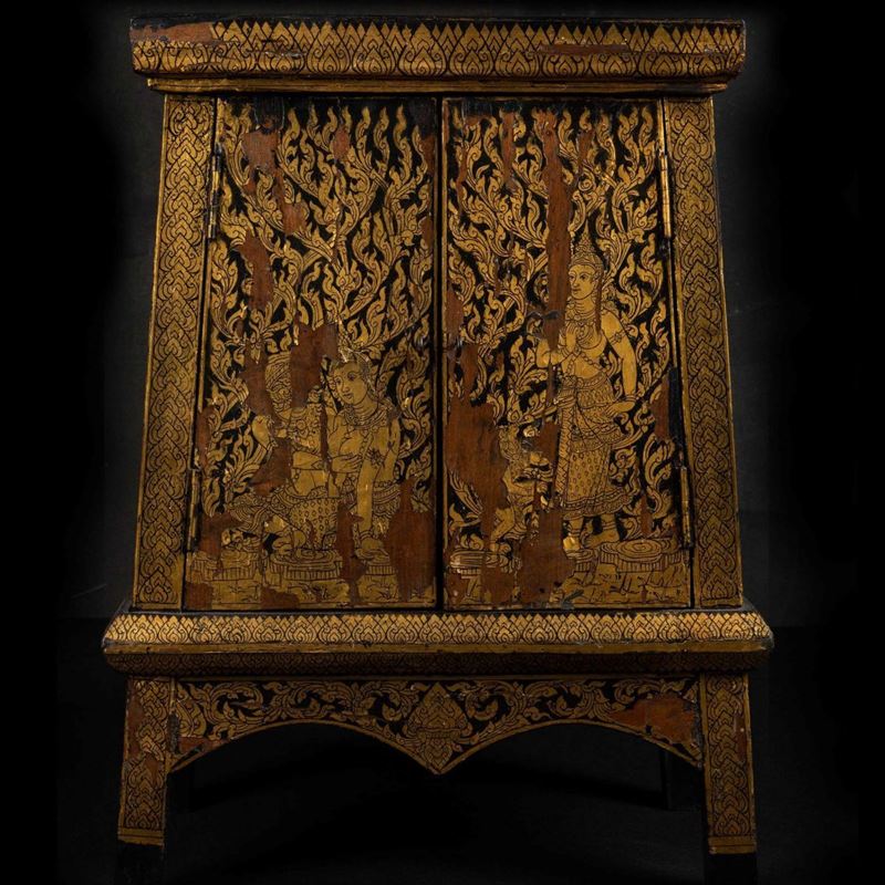 A lacquered wood cabinet, Thailand, 1800s  - Auction Chinese Works of Art - II - Cambi Casa d'Aste