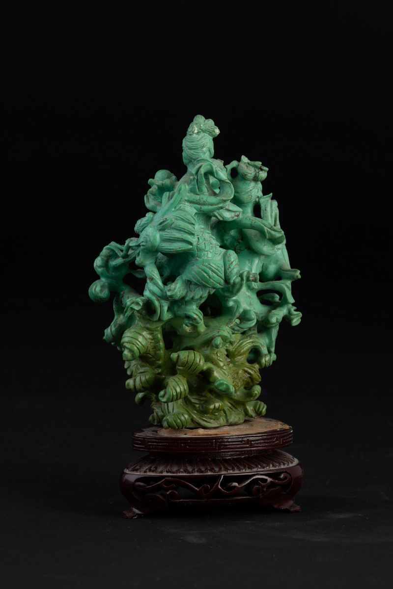 Gruppo Scolpito in Turchese Raffigurante Fanciulle, Cina, Dinastia Qing, XIX Secolo
