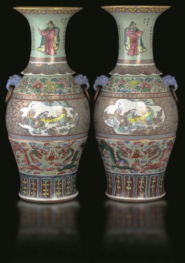 Two large porcelain vases, China, Qing Dynasty