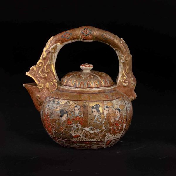 A Satsuma porcelain teapot, Japan, Meiji period