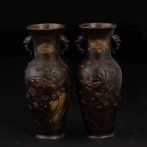 Two bronze vases, Japan, Meiji period