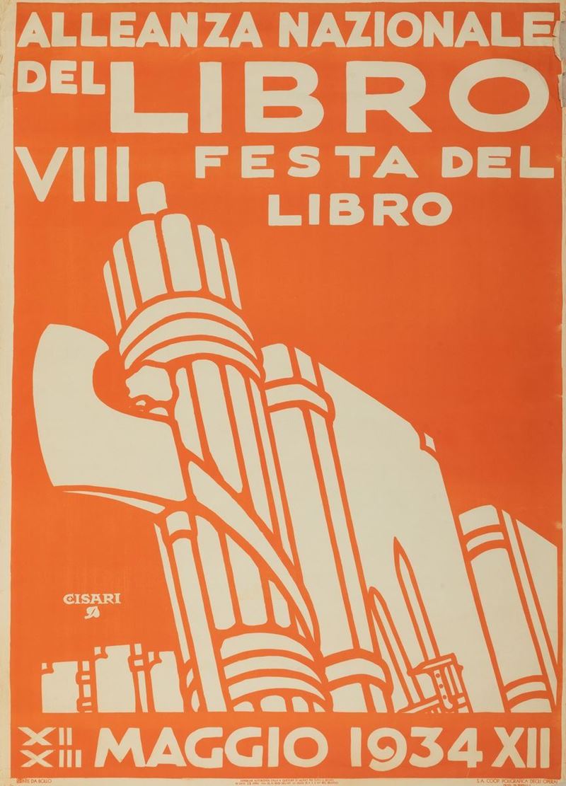 Giulio Cisari : Alleanza Nazionale del Libro  - Auction Vintage Posters - Cambi Casa d'Aste