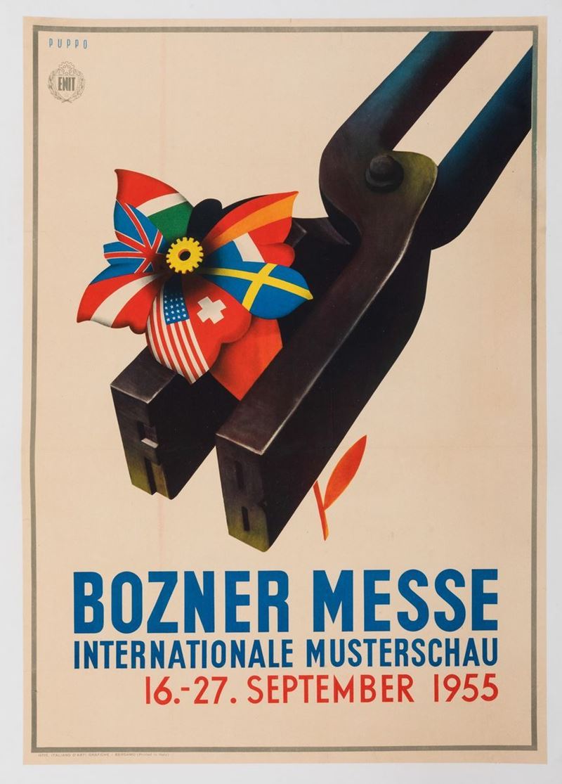 Mario Puppo : Bozner Messe Internationale Musterschau  - Auction Vintage Posters - Cambi Casa d'Aste