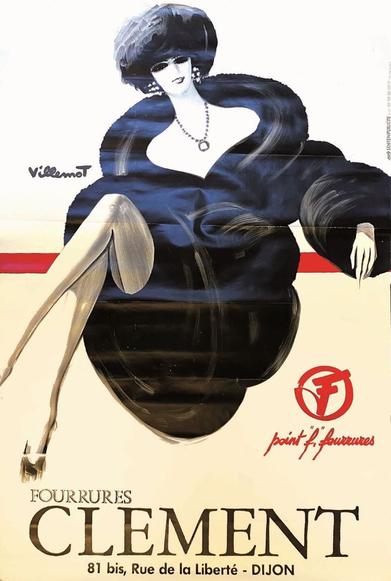 Bernard Villemot : Fourrures Clement Dijon  - Auction Vintage Posters - Cambi Casa d'Aste