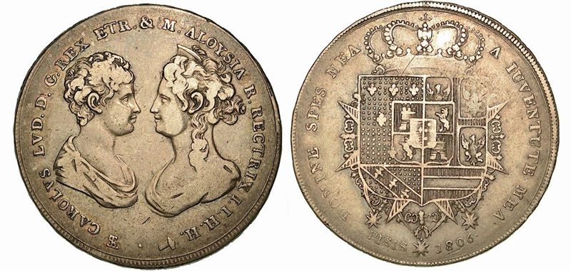 FIRENZE. CARLO LUDOVICO DI BORBONE, 1803-1807. Francescone 1806.  - Auction Numismatics - Cambi Casa d'Aste