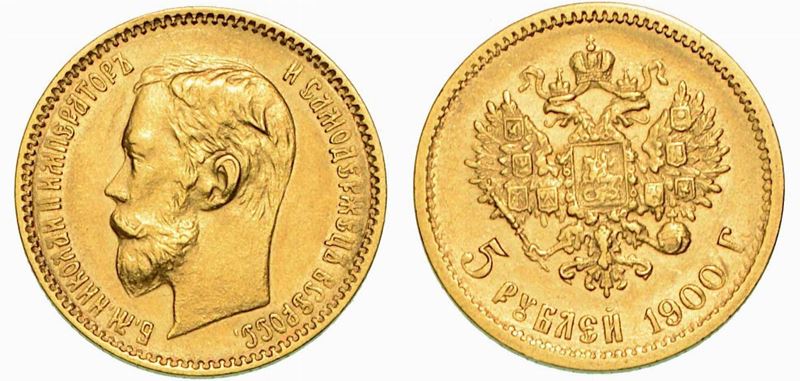 RUSSIA. NIKOLAJ II, 1894-1917. 5 Rubli 1900.  - Auction Numismatics - Cambi Casa d'Aste