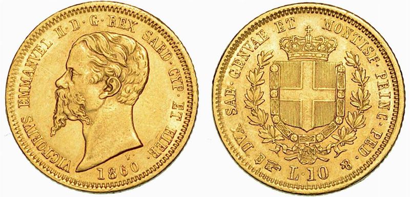 REGNO DI SARDEGNA. VITTORIO EMANUELE II DI SAVOIA, 1849-1861. 10 Lire 1860. Torino.  - Auction Numismatics - Cambi Casa d'Aste
