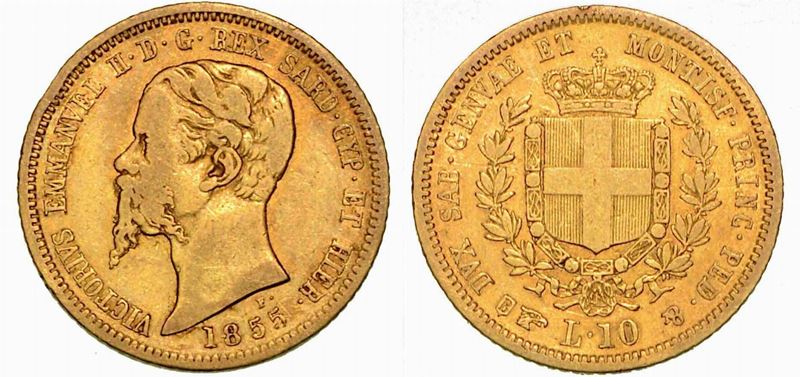 REGNO DI SARDEGNA. VITTORIO EMANUELE II DI SAVOIA, 1849-1861. 10 Lire 1855. Torino.  - Auction Numismatics - Cambi Casa d'Aste