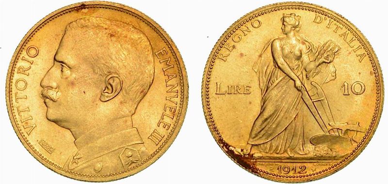 REGNO D'ITALIA. VITTORIO EMANUELE III DI SAVOIA, 1900-1946.  10 Lire 1912. Aratrice.  - Auction Numismatics - Cambi Casa d'Aste