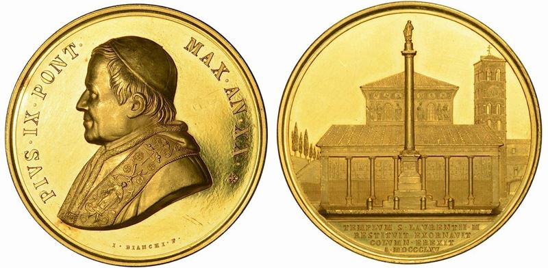 STATO PONTIFICIO. PIO IX, 1846-1878. Medaglia in oro 1865 A. XX.  - Auction Numismatics - Cambi Casa d'Aste