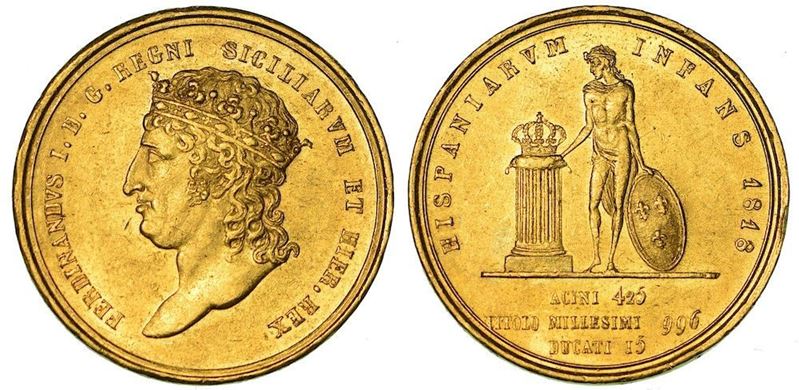 NAPOLI. FERDINANDO I DI BORBONE, 1816-1825. 15 Ducati 1818.  - Auction Numismatics - Cambi Casa d'Aste