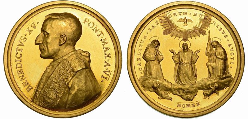 VATICANO. BENEDETTO XV, 1914-1922. Medaglia in oro 1920 A. VI.  - Asta Numismatica - Cambi Casa d'Aste