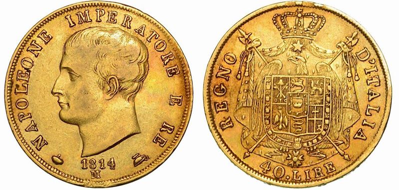 MILANO. NAPOLEONE I, 1805-1814. 40 Lire 1814.  - Auction Numismatics - Cambi Casa d'Aste