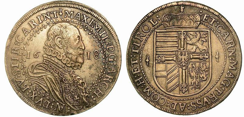 AUSTRIA. MAXIMILIAN, 1590-1618. Thaler 1618.  - Auction Numismatics - Cambi Casa d'Aste