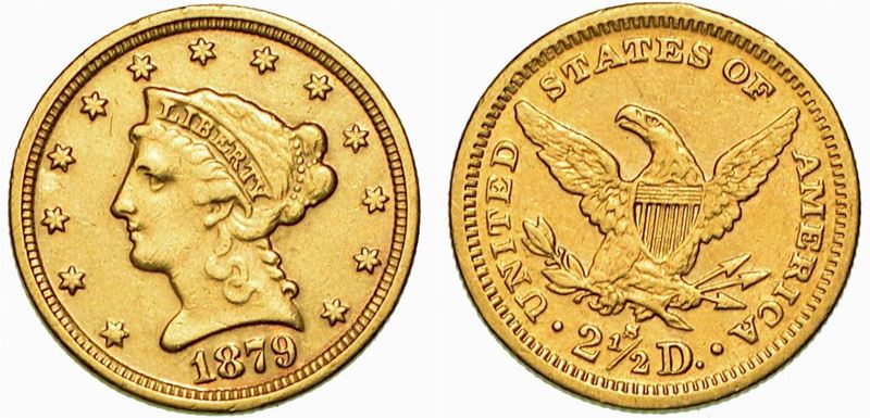 USA. REPUBLIC. 2,5 Dollars "Liberty" 1879. San Francisco.  - Asta Numismatica - Cambi Casa d'Aste