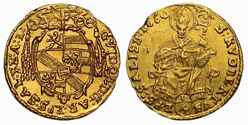 AUSTRIA. GUIDOBALD DI THUN E HOENSTEIN, 1654-1658. 1/4 Dukat 1660.  - Auction Numismatics - Cambi Casa d'Aste