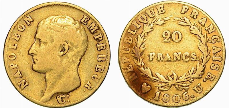 TORINO. NAPOLEONE I, 1801-1815. 20 Francs 1806. Torino.  - Auction Numismatics - Cambi Casa d'Aste