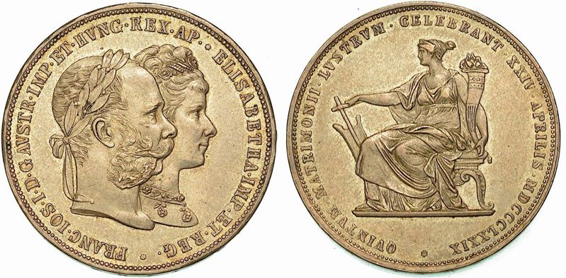 AUSTRIA. FRANZ JOSEPH, 1848-1916. 2 Gulden 1879. Per le nozze d'argento.  - Auction Numismatics - Cambi Casa d'Aste