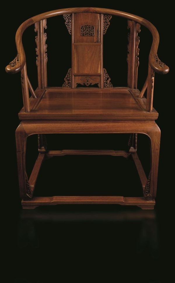 A Huanghuali wood chair, China, Qing Dynasty 1800s