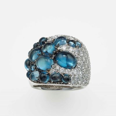 Modello Danae. Anello con Topazi London e Diamanti per Ct 2.33