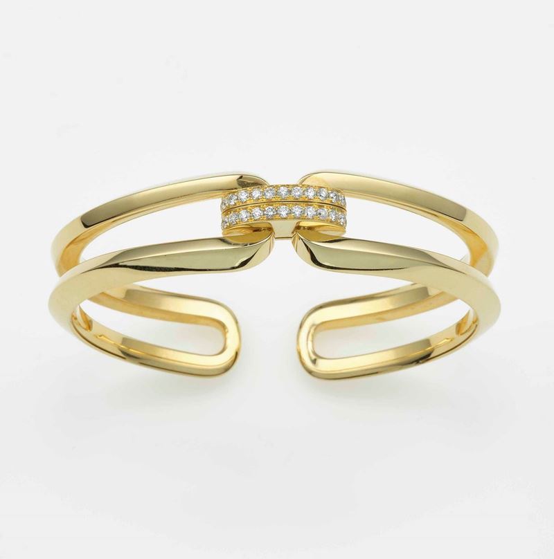 Diamond and gold bangle bracelet  - Auction Contemporary Jewels - Cambi Casa d'Aste