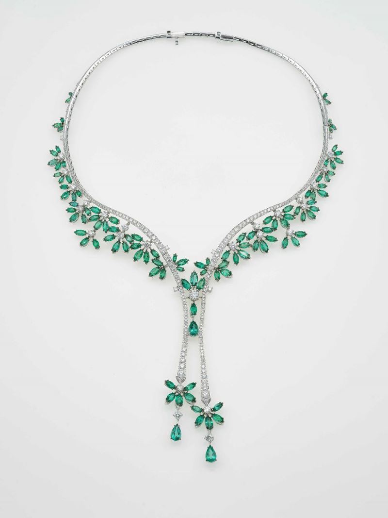 Emerald and diamond necklace  - Auction Contemporary Jewels - An Italian brand story - Cambi Casa d'Aste